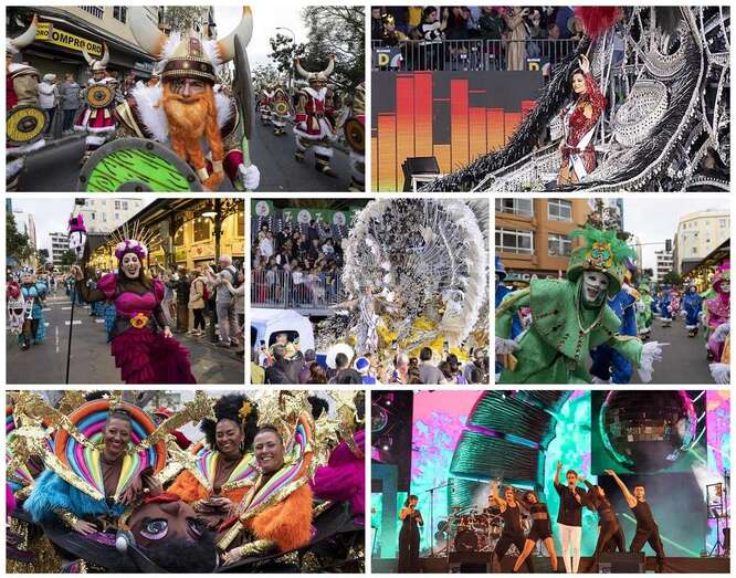Collage de fotos del pasacalle de ayer por las calles capitalinas/Lpacarnaval.